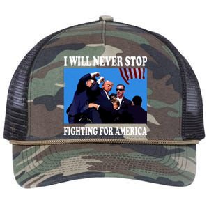 I Will Never Stop Fighting For America Retro Rope Trucker Hat Cap