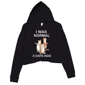 I Was Normal 3 Cats Ago Funny Cagift For Cat Dad/mom Cute Gift Crop Fleece Hoodie