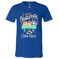 I Was Normal 3 Cats Ago Funny Kitten Lover Gift Cool Gift V-Neck T-Shirt