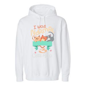 I Was Normal 3 Cats Ago Funny Kitten Lover Gift Cool Gift Garment-Dyed Fleece Hoodie