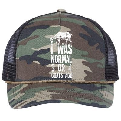 I Was Normal 3 Or 4 Goats Ago Retro Rope Trucker Hat Cap