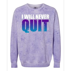 I Will Never Quit Suicide Prevention Colorblast Crewneck Sweatshirt