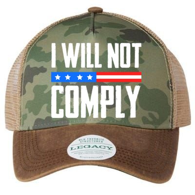 I Will Not Comply No Mandates American Flag Medical Freedom Legacy Tie Dye Trucker Hat