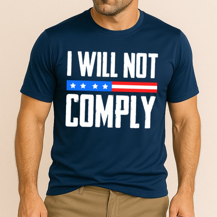 I Will Not Comply No Mandates American Flag Medical Freedom Cooling Performance Crew T-Shirt