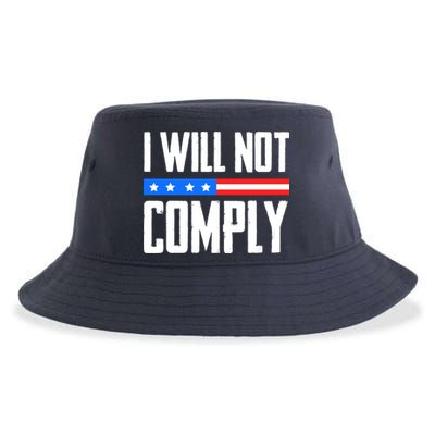 I Will Not Comply No Mandates American Flag Medical Freedom Sustainable Bucket Hat