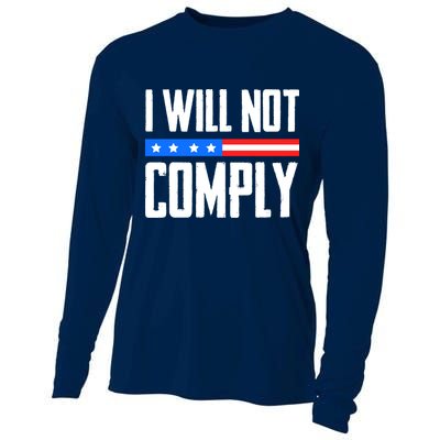 I Will Not Comply No Mandates American Flag Medical Freedom Cooling Performance Long Sleeve Crew