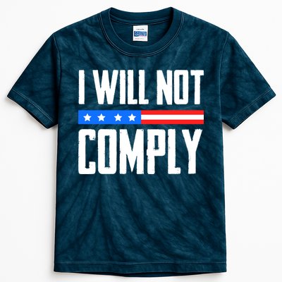 I Will Not Comply No Mandates American Flag Medical Freedom Kids Tie-Dye T-Shirt