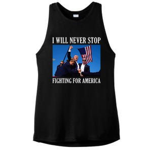 I Will Never Stop Fighting For America Ladies PosiCharge Tri-Blend Wicking Tank