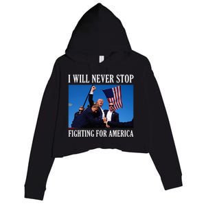 I Will Never Stop Fighting For America Crop Fleece Hoodie