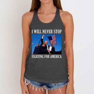 I Will Never Stop Fighting For America Women's Knotted Racerback Tank