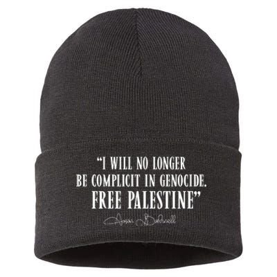 I Will No Longer Be Complicit In Genocide Free Palestine Aaron Bushnell 2 Sustainable Knit Beanie