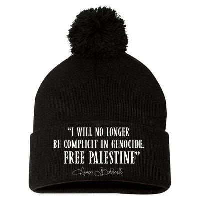 I Will No Longer Be Complicit In Genocide Free Palestine Aaron Bushnell 2 Pom Pom 12in Knit Beanie