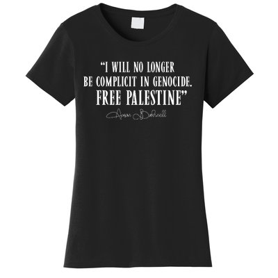 I Will No Longer Be Complicit In Genocide Free Palestine Aaron Bushnell 2 Women's T-Shirt