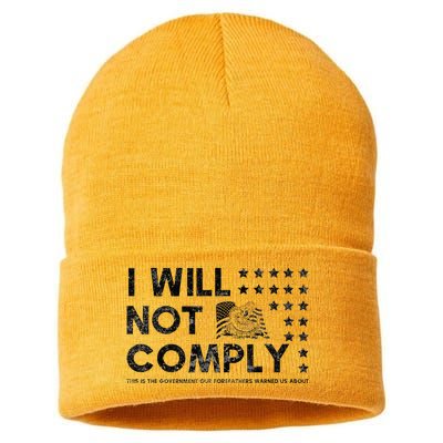 I Will Not Comply Gadsden Flag Patriotic Sustainable Knit Beanie