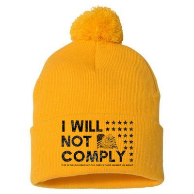 I Will Not Comply Gadsden Flag Patriotic Pom Pom 12in Knit Beanie