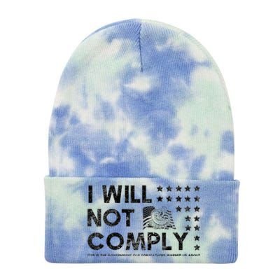 I Will Not Comply Gadsden Flag Patriotic Tie Dye 12in Knit Beanie