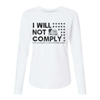 I Will Not Comply Gadsden Flag Patriotic Womens Cotton Relaxed Long Sleeve T-Shirt