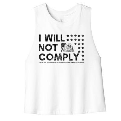 I Will Not Comply Gadsden Flag Patriotic Women's Racerback Cropped Tank