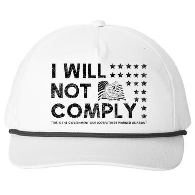 I Will Not Comply Gadsden Flag Patriotic Snapback Five-Panel Rope Hat