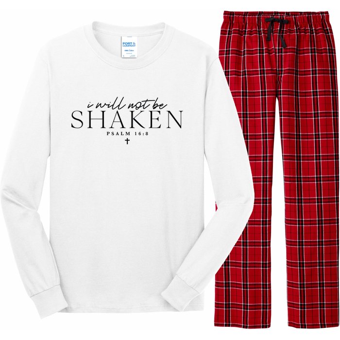 I Will Not Be Shaken Christian Minimal Christian Long Sleeve Pajama Set