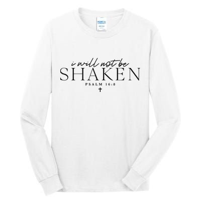 I Will Not Be Shaken Christian Minimal Christian Tall Long Sleeve T-Shirt