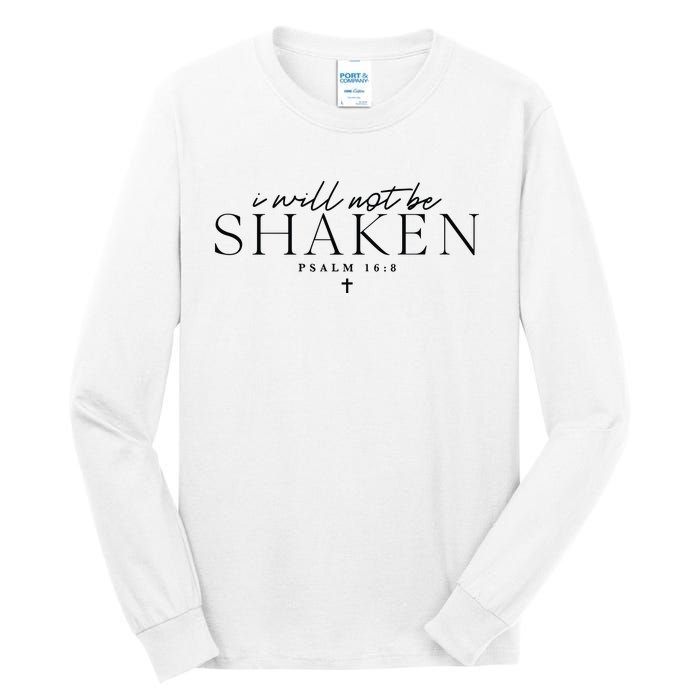 I Will Not Be Shaken Christian Minimal Christian Tall Long Sleeve T-Shirt