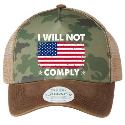I Will Not Comply American Flag Retro Vintage Distressed Legacy Tie Dye Trucker Hat