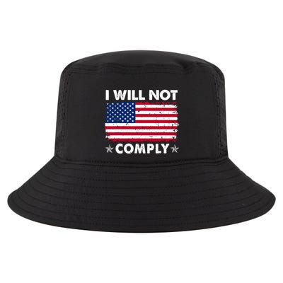 I Will Not Comply American Flag Retro Vintage Distressed Cool Comfort Performance Bucket Hat