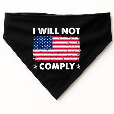 I Will Not Comply American Flag Retro Vintage Distressed USA-Made Doggie Bandana