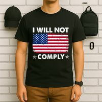 I Will Not Comply American Flag Retro Vintage Distressed T-Shirt