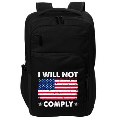 I Will Not Comply American Flag Retro Vintage Distressed Impact Tech Backpack