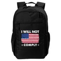 I Will Not Comply American Flag Retro Vintage Distressed Backpack