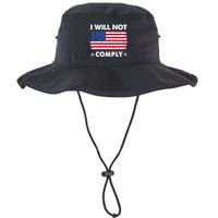 I Will Not Comply American Flag Retro Vintage Distressed Bucket Hat