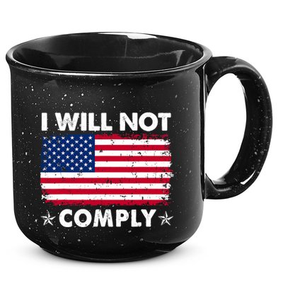 I Will Not Comply American Flag Retro Vintage Distressed 15oz Campfire Ceramic Mug