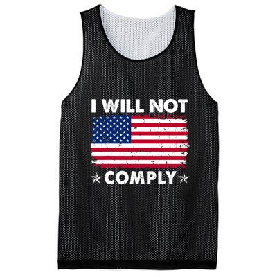 I Will Not Comply American Flag Retro Vintage Distressed Mesh Reversible Basketball Jersey Tank