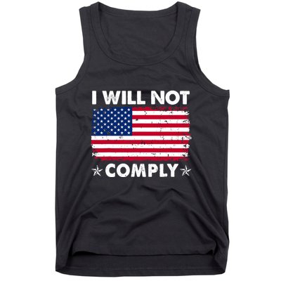 I Will Not Comply American Flag Retro Vintage Distressed Tank Top