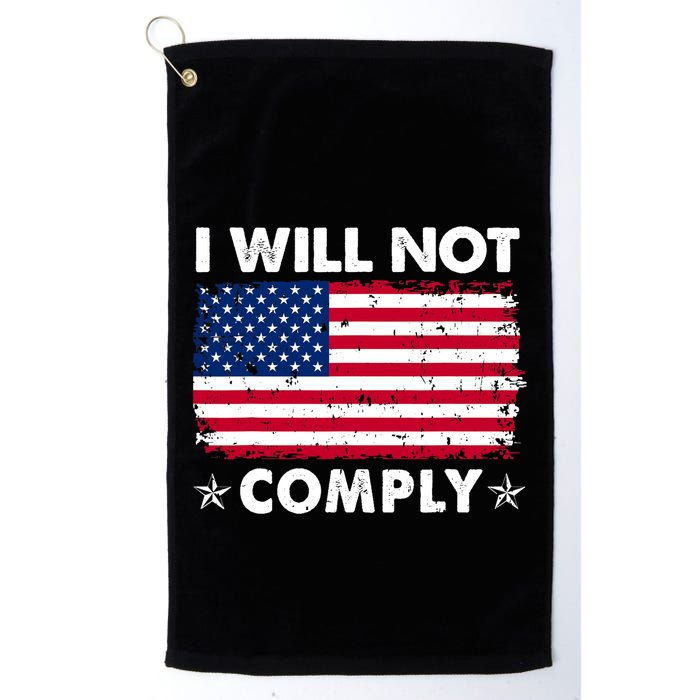 I Will Not Comply American Flag Retro Vintage Distressed Golf Towel