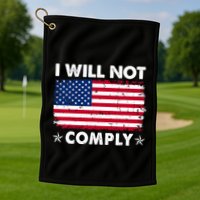 I Will Not Comply American Flag Retro Vintage Distressed Golf Towel