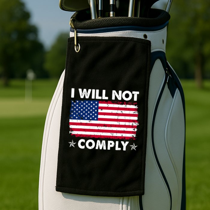 I Will Not Comply American Flag Retro Vintage Distressed Golf Towel