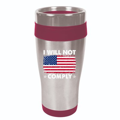 I Will Not Comply American Flag Retro Vintage Distressed 16oz Travel Tumbler