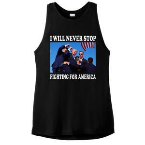 I Will Never Stop Fighting For America Ladies PosiCharge Tri-Blend Wicking Tank