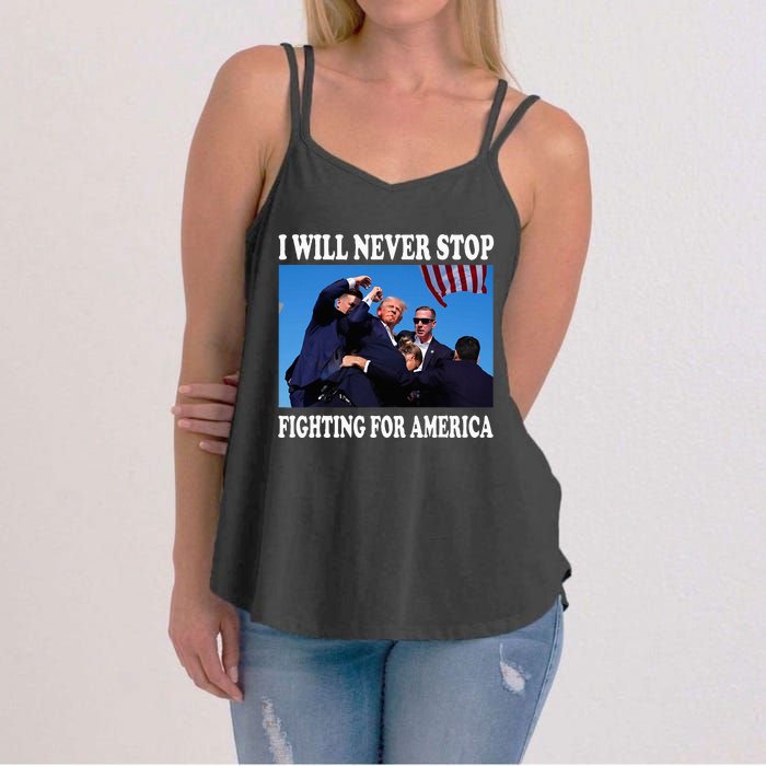 I Will Never Stop Fighting For America Women's Strappy Tank