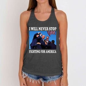 I Will Never Stop Fighting For America Women's Knotted Racerback Tank