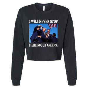 I Will Never Stop Fighting For America Cropped Pullover Crew