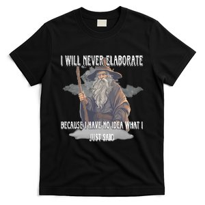 I Will Never Elaborate Because I Have No Idea What I Just Said T-Shirt