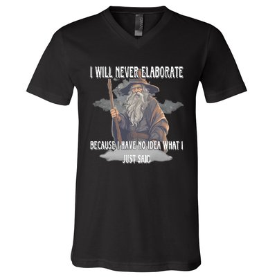 I Will Never Elaborate Because I Have No Idea What I Just Said V-Neck T-Shirt