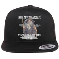 I Will Never Elaborate Because I Have No Idea What I Just Said Flat Bill Trucker Hat