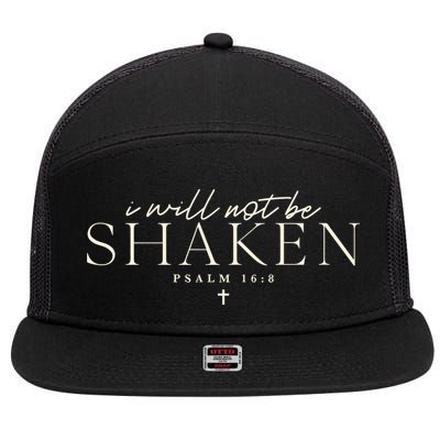 I Will Not Be Shaken Christian Minimal 7 Panel Mesh Trucker Snapback Hat