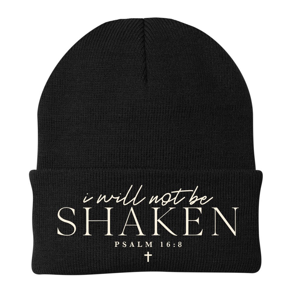 I Will Not Be Shaken Christian Minimal Beanie