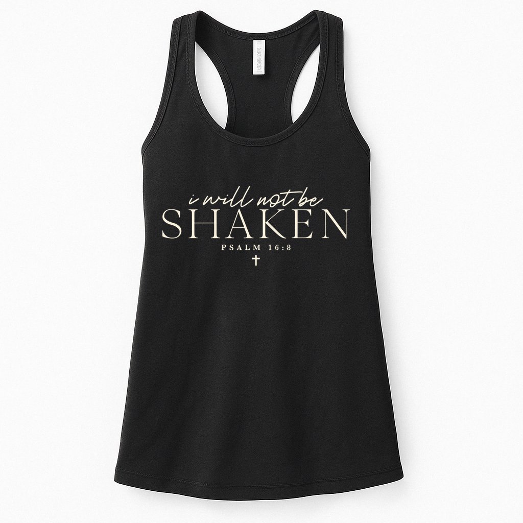 I Will Not Be Shaken Christian Minimal Womens Tank Top